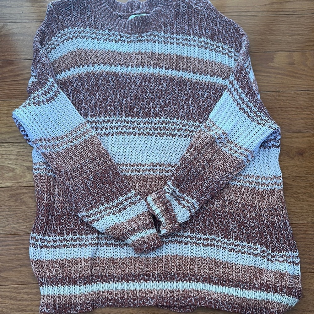 American Eagle Outfitters Marled Knit Sweater in Brown and White